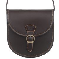 VERA PELLE torebka damska skórzana listonoszka z paskiem V607 c.brązowa