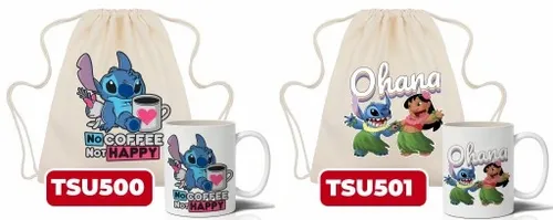 Zestaw Worek Beżowy + Kubek Biały LILO I STITCH Wz na Arena.pl