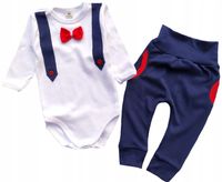 MOLA komplet zestaw body mucha spodnie chrzest 74