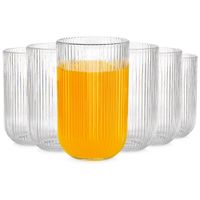 6x Szklanki Ryflowane do Napojów Wody Drinków Zestaw Komplet Szklanek 400ml