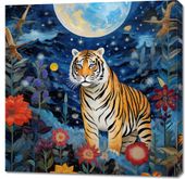 Obraz 90x90cm Tygrys w Ogrodzie Gwiazd