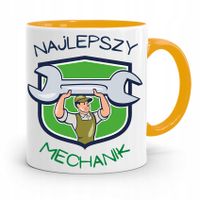 Kubek Żółty Prezent Mechanika Najlepszy Mechanik Z Nadrukiem Ze Zdjęciem