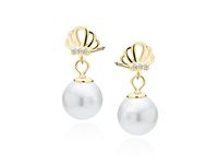 POZŁACANE WISZĄCE SREBRNE KOLCZYKI PERŁY CYRKONIE