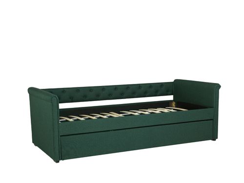Łóżko wysuwane tapicerowane 80 x 200 cm zielone LIBOURNE na Arena.pl