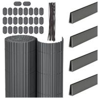 Osłona na balkon 400x100 cm PVC maskująca tarasowa, z mocowaniem i profilami ciemnoszara