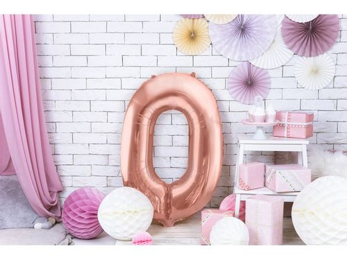 Balon foliowy "cyfra 0", różowe złoto, 100 cm [balon na hel] na Arena.pl