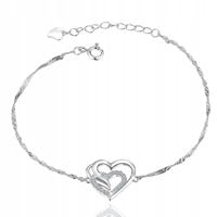 Bransoletka srebrna Serce dla dziewczynki rodowana