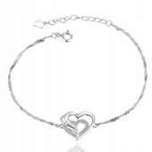 Bransoletka srebrna Serce dla dziewczynki rodowana