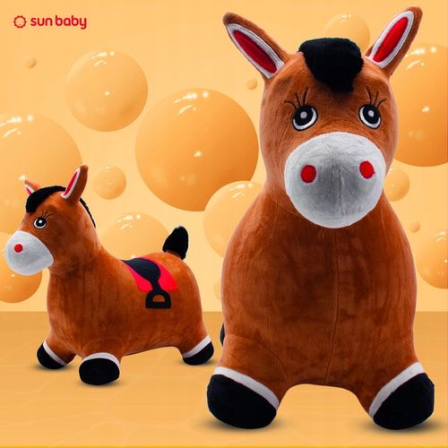 Skoczek pluszowy dla dzieci do skakania Konik brązowy z pompką na Arena.pl