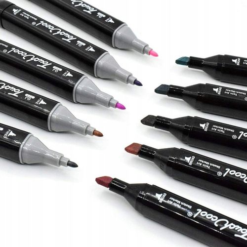 MARKERY ALKOHOLOWE ZESTAW 80SZT FLAMASTRY DWUSTRONNE PISAKI MAZAKI + TORBA na Arena.pl