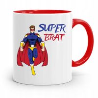 Kubek Czerwony Prezent Dla Brata Super Brat Z Nadrukiem Ze Zdjęciem