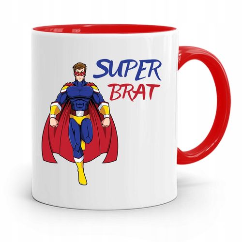 Kubek Czerwony Prezent Dla Brata Super Brat Z Nadrukiem Ze Zdjęciem na Arena.pl