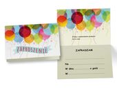 Zaproszenia na urodziny, Ogólne, balony (ZZ-056), 5 szt.