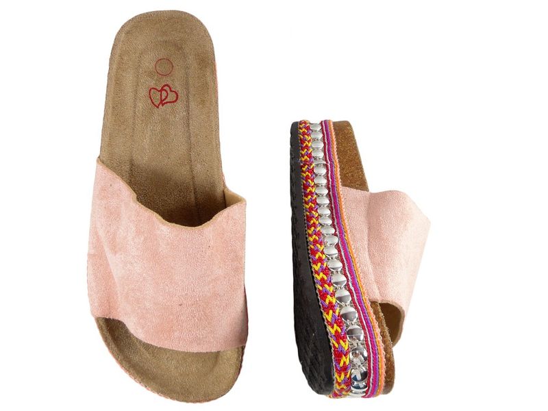 Różowe klapki damskie eko zamsz profilowane 37 zdjęcie 2