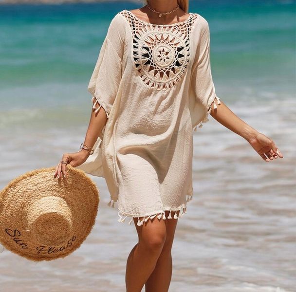 PAREO TUNIKA BOHO LETNIA SUKIENKA NARZUTKA PLAŻOWA na plażę ZWIEWNA zdjęcie 6