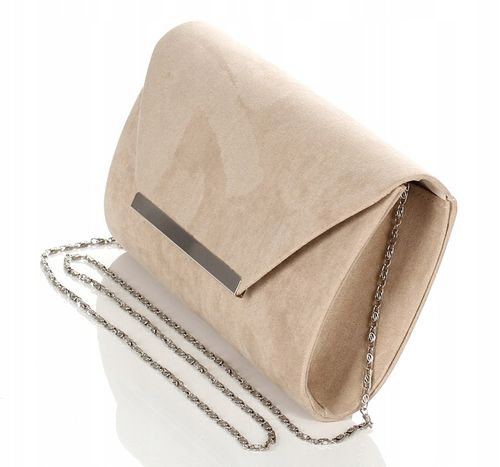 Efektowna Zamszowa Beżowa kopertówka na łańcuszku na Arena.pl