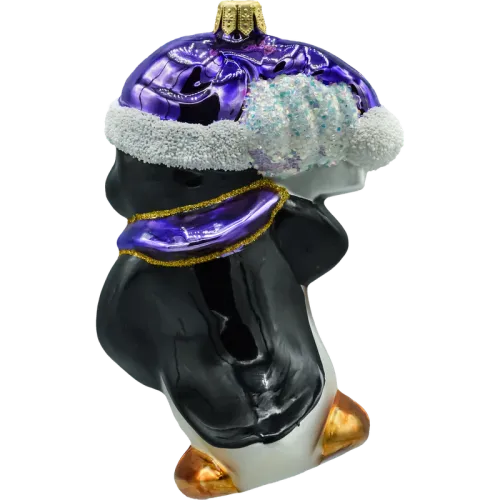 Bombka choinkowa: Pingwin w czapce Świętego Mikołaja na Arena.pl