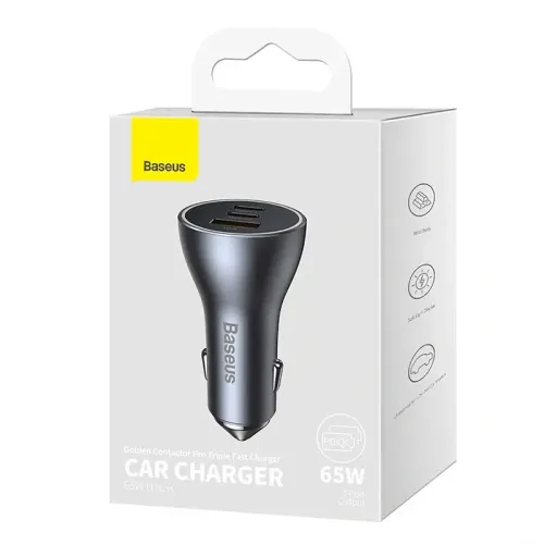 Ładowarka samochodowa Baseus 65W 3x USB-C/A szara na Arena.pl