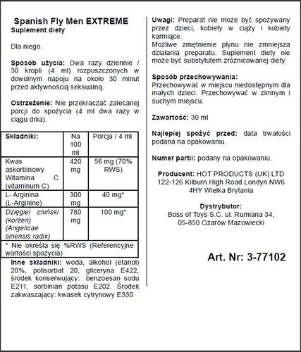 supl.diety spain fly extreme men  30ml na Arena.pl