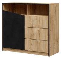 Komoda 1D3SZ Do Salonu Dąb Odwieczny + Czarny 100 cm ASTROM JR - 2 Kolory