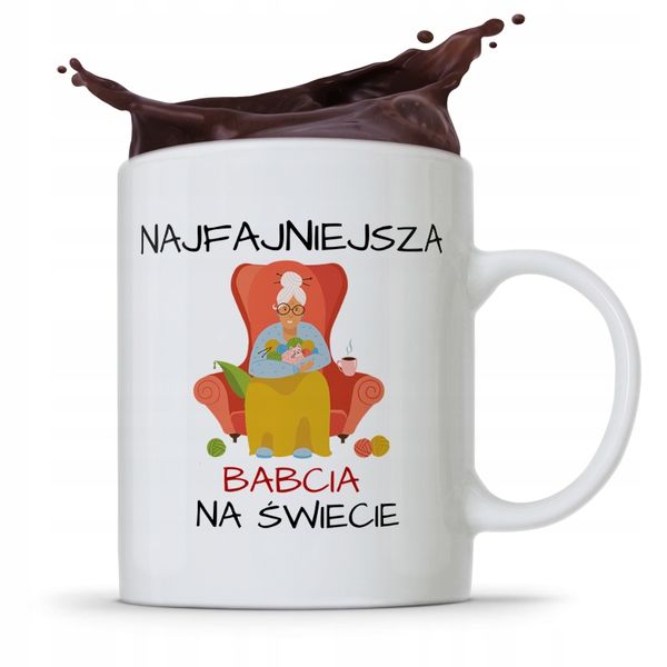 Kubek Dla Babci Na Imieniny Najfajniejsza Babcia Z Nadrukiem Ze Zdjęciem zdjęcie 1