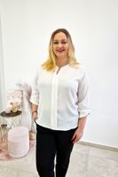 Biała Elegancka Bluzka Damska z Plisą Rękaw 3/4 42