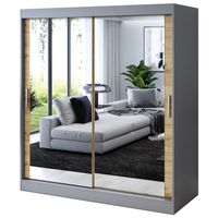 Szafa Przesuwna 200cm KARL Antracyt / Artisan Garderoba RÓŻNE KONFIGURACJE