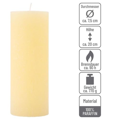 Zestaw świec rustykalnych, 20 cm, Ø 7,5 cm, kremowe, 4 szt. na Arena.pl