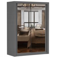 Szafa przesuwna MILAN 150x64 SZARY/SZARY+LUSTRO półki pojemna PRODUCENT