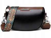 Torebka CZARNA Klasyczna Brązowa POJEMNA Damska Nerka na Ramię Pasek Aztec