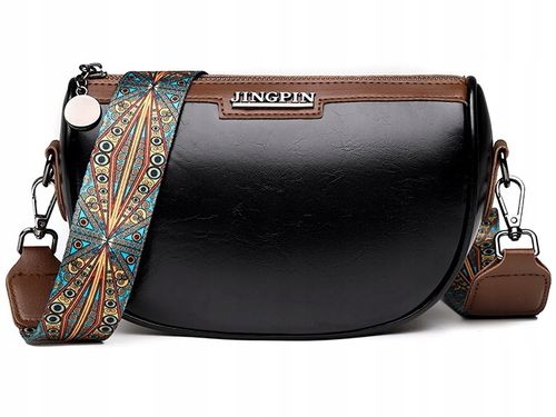 Torebka CZARNA Klasyczna Brązowa POJEMNA Damska Nerka na Ramię Pasek Aztec na Arena.pl