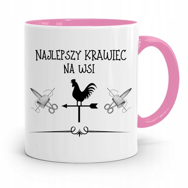 Kubek Różowy Krawca Krawcowej Najlepszy Na Wsi Z Nadrukiem Ze Zdjęciem zdjęcie 1