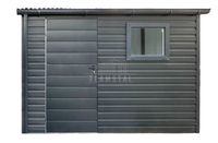 Schowek - domek ogrodowy 3,5x1,2m - drzwi - okno - czarny - dach TS1127
