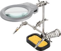 FIXPOINT Zestaw trzecia ręka - 5w1 szczypce, lupa, stojak, gąbka, LED