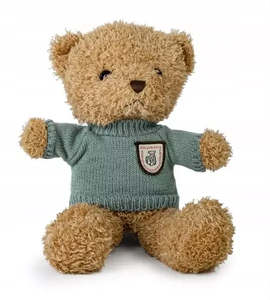 MIŚ BRĄZOWY 22 CM W SWETERKU / MIĘTOWY zdjęcie 1