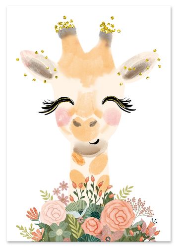 Plakat obrazek ilustracja dla dziecka żyrafa 21x29,7 cm A4 na Arena.pl
