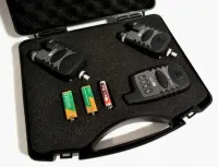 ZESTAW SYGNALIZATOR WĘDKARSKI WODOODPORNY CZUJNIK LED + CENTRALKA+ ETUI 2+1