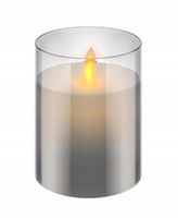 Werner Voß Świeca LED w szkle, efekt płomienia 3D, szara