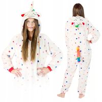 ONESIE KIGURUMI CIEPŁA PIŻAMA JEDNOCZĘSCIOWA JEDNOROŻEC GWIAZDKI DRES S