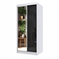 Szafa przesuwna dwudrzwiowa PARIS 125 cm lustro+ czarny połysk
