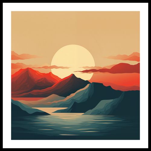 Plakat 70x70cm Zachód Słońca nad Górami na Arena.pl