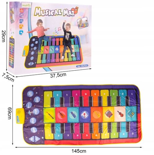 OGROMNA MATA MUZYCZNA DO TAŃCZENIA EDUKACYJNA INTERAKTYWNA GRA 140 X 70 CM na Arena.pl