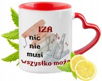 Dla Izy Kubek Czerwony Z Uszkiem W Kształcie Serca Na Prezent Z Nadrukiem