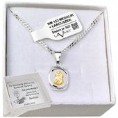 ŁAŃCUSZEK SREBRNY MEDALIK KOMUNIJNY MATKA BOSKA DO KOMUNII NA CHRZEST