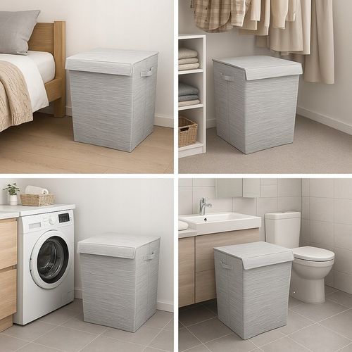 Kosz na pranie 74 l z pokrywą duży pojemnik na bieliznę przenośny na Arena.pl