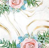 SERWETKI DAISY PINK ROSES ON GREY 33X33CM POL-MAK HIT