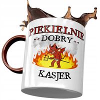 Kubek Bordowy Dla Kasjera Piekielnie Dobry Kasjer Z Nadrukiem Ze Zdjęciem