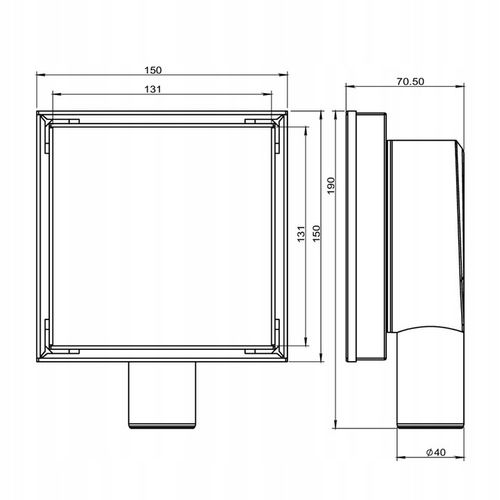 ODPŁYW LINIOWY KWADRATOWY 15x15 CM INOX OBROTOWY NISKI SYFON 360 DL07 FIX na Arena.pl