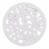 Drewniana zawieszka kwiaty ażur 50mm biały 1szt.