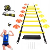 2X ZESTAW PIŁKARSKI 6M DRABINKA + 12 PACHOŁKI + TRENER PAS KOORDYNACJA SET